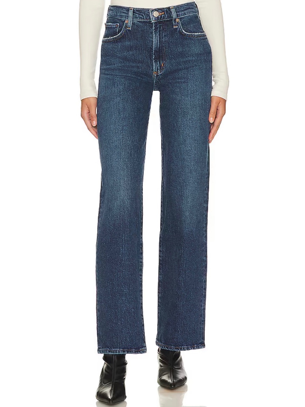 Harper Mid Rise Relaxed Straight Jeans in Tempo